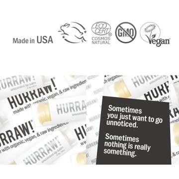 Hurraw! Unscented Lip Balm: Organic, Certified Vegan, Cruelty and Gluten Free. Non-GMO, 100% Natural...