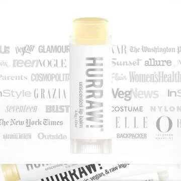Hurraw! Unscented Lip Balm: Organic, Certified Vegan, Cruelty and Gluten Free. Non-GMO, 100% Natural Ingredients. Bee, Shea, Soy and Palm Free. Made in USA