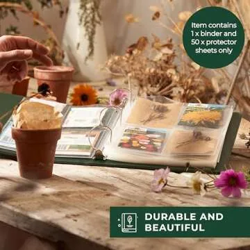 Seed Storage Organizer Binder - Seed Packet Organizer with 50 Pack Sheet Protectors That Stores 200 Seed Envelopes. Seed Storage Binder Delivering Complete Seed Saving Kit for Every Garden Lover.