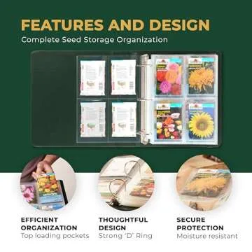 Seed Storage Organizer Binder - Seed Packet Organizer with 50 Pack Sheet Protectors That Stores 200 Seed Envelopes. Seed Storage Binder Delivering Complete Seed Saving Kit for Every Garden Lover.