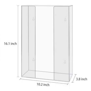 HIIMIEI Acrylic Glove Dispenser Wall Mount, Clear Plastic Glove Rack Floating Triple Gloves Box Holder 16.1'' X 10.2'' X 3.8'', Capacity Of 3 Glove Boxes