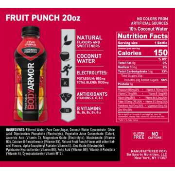 BODYARMOR Sports Drink Sports Beverage, Fruit Punch, Coconut Water Hydration, Natural Flavors With V...