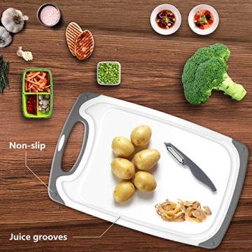 Cutting Boards Set of 4 with Non-Slip Feet and Juice Groove