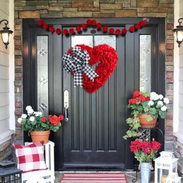 Valentines Day Decor - Wreaths for Front Door Outside 17" Valentine Decorations for The Home Heart S...