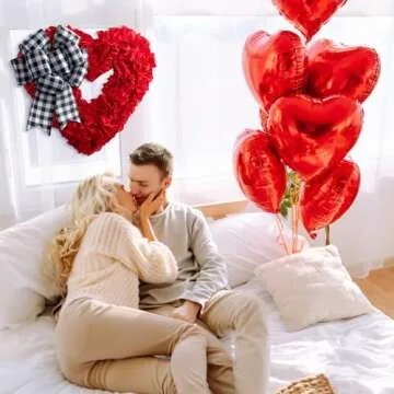 Valentines Day Decor - Wreaths for Front Door Outside 17" Valentine Decorations for The Home Heart Shaped Wreath for Outdoor Valentine's Day Wreath San Valentin