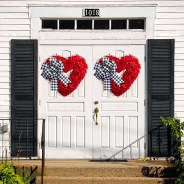 Valentines Day Decor - Wreaths for Front Door Outside 17" Valentine Decorations for The Home Heart Shaped Wreath for Outdoor Valentine's Day Wreath San Valentin