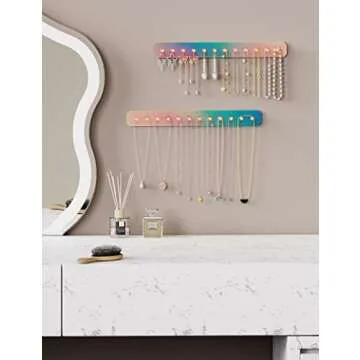 NiHome Wall Mount Acrylic Jewelry Organizer 2-Pack with Strong Hooks