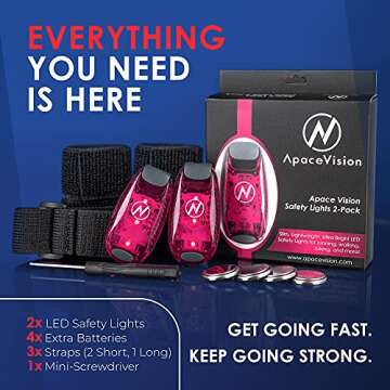 LED Safety Light (2 Pack) - Clip On Strobe/Running Lights for Runners, Dog, Bike, Walking, Boat, Kay...