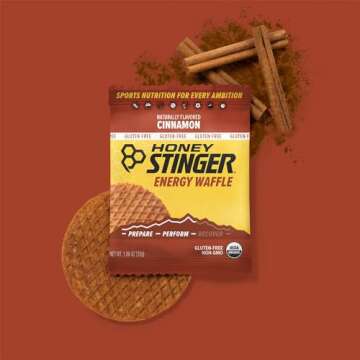 Honey Stinger Gluten Free Organic Waffles -12 Count Variety Pack With Sticker and Polybag - Energy Source - 4 Units Each of Salted Caramel, Cinnamon and Cookies & Cream
