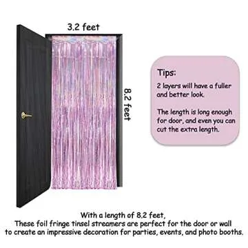 Pink Tinsel Curtain Party Backdrop - GREATRIL Foil Fringe Curtain Lilac Pink Party Streamers for Princess Bachelorette Euphoria Theme Party Decorations - 2 Packs