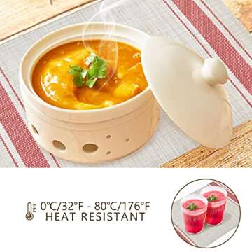 DACHUI Placemats Set of 6, Soft & Elegant Woven Vinyl Place Mats, Water Resistant, Heat Resistant, Washable, Durable Table Mats (Red Stripes)