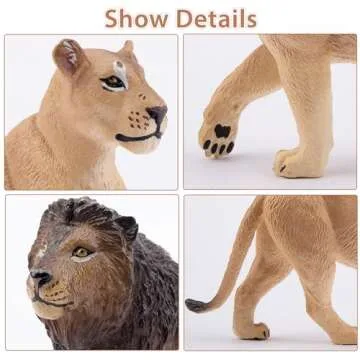 Toymany 6PCS Realistic Lion Figurines with Lion Cubs, 2-5" Jungle Animals Figures Family Set Includes Baby Lions, Educational Toy Cake Toppers Christmas Birthday Gift for Kids Toddlers