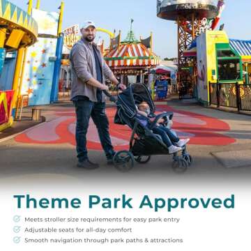 Gaggle by Foundations Roadster Duo Side by Side Double Stroller | Lightweight Compact Double Stroller for Toddlers | Easy to Fold & Maneuver | Amusement Park Approved | Black