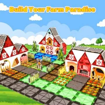 Magnetic Tiles Farm Animal Toys Set for Toddles Kids, Montessori STEM Toys for 3+ Year Old Boys Girls, Magnetic Building Blocks, Construction Sensory Toys Educational Birthday Toys Gifts
