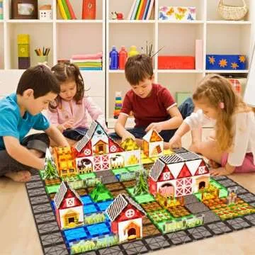 Magnetic Tiles Farm Animal Toys Set for Toddles Kids, Montessori STEM Toys for 3+ Year Old Boys Girls, Magnetic Building Blocks, Construction Sensory Toys Educational Birthday Toys Gifts