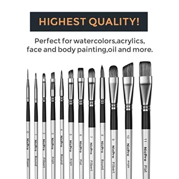 Nicpro 12 PCS Acrylic Paint Brushes Set for Adults and Kids