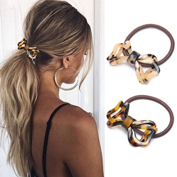 Brinie Tortoise Shell Hair Ties: Elegant Bowknot Scrunchies for Women & Girls