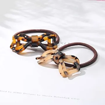 Elegant Tortoise Shell Bowknot Hair Scrunchies for Women