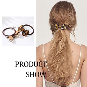 Elegant Tortoise Shell Bowknot Hair Scrunchies for Women