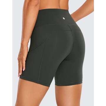 CRZ YOGA Women's Naked Feeling Light Running Shorts 6 Inches - High Waisted Gym Biker Compression Sh...