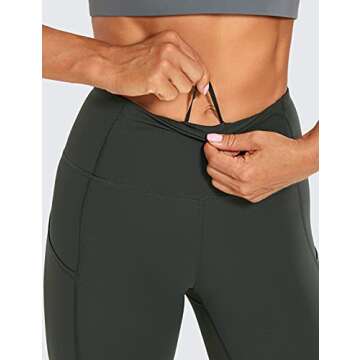 CRZ YOGA Women's Naked Feeling Light Running Shorts 6 Inches - High Waisted Gym Biker Compression Shorts with Pockets Grey Olive XX-Small