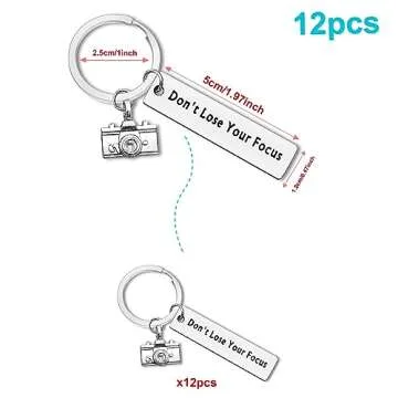 12Pcs Photographer Keychain Inspirational Gifts for Camera Lovers Photography Photo Lovers Photo Club Gift Graduation Gift Thank You Gifts for Wedding Photographer Christmas Birthday Gift for Coworker