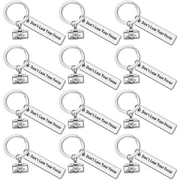 12Pcs Photographer Keychain Inspirational Gifts for Camera Lovers Photography Photo Lovers Photo Club Gift Graduation Gift Thank You Gifts for Wedding Photographer Christmas Birthday Gift for Coworker