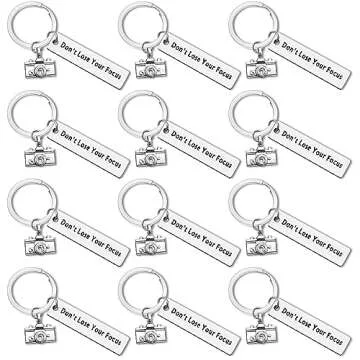 12Pcs Photographer Keychain Inspirational Gifts for Camera Lovers Photography Photo Lovers Photo Club Gift Graduation Gift Thank You Gifts for Wedding Photographer Christmas Birthday Gift for Coworker