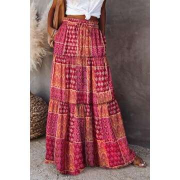 Stylish Boho Maxi Skirt with Pockets for Summer Wear