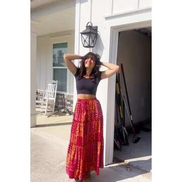 Stylish Boho Maxi Skirt with Pockets for Summer Wear