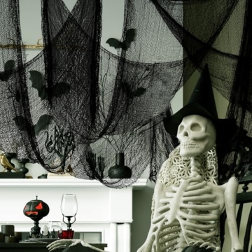 Biubee 5Pcs Halloween Black Creepy Cloth - Spooky Gauze Fabric for Haunted Party Decorations