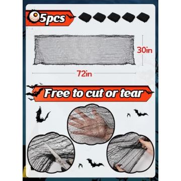 Biubee 5Pcs Halloween Black Creepy Cloth for Spooky Decorations