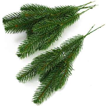 wonuu 25pcs Artificial Pine Green Leaves Needle Garland for Christmas Embellishing and Home Garden Decor, 11x4.7 Inches(Green-25 Pack)