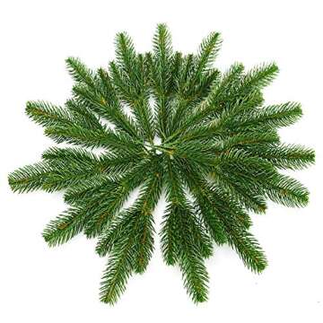 wonuu 25pcs Artificial Pine Green Leaves Needle Garland for Christmas Embellishing and Home Garden Decor, 11x4.7 Inches(Green-25 Pack)