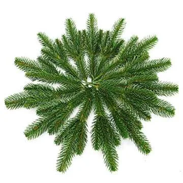 wonuu 25pcs Artificial Pine Green Leaves Needle Garland for Christmas Embellishing and Home Garden Decor, 11x4.7 Inches(Green-25 Pack)
