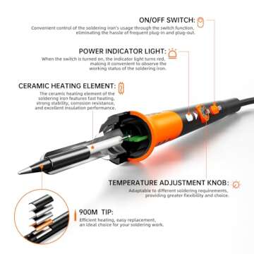 Soldering Iron Premium Kit, 60W Soldering Gun with Ceramic Heater, 12-in-1 Soldering Tool, Adjustabl...