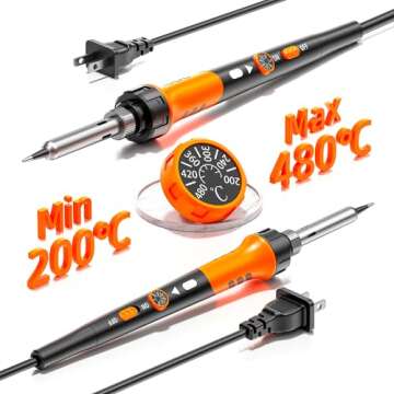 Soldering Iron Premium Kit, 60W Soldering Gun with Ceramic Heater, 12-in-1 Soldering Tool, Adjustable Temperature 200 to 450°C, Includes Soldering Iron Tip, Solder Wire, Pump and Paste