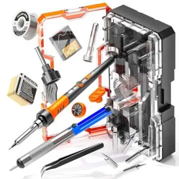 Soldering Iron Premium Kit, 60W Soldering Gun with Ceramic Heater, 12-in-1 Soldering Tool, Adjustable Temperature 200 to 450°C, Includes Soldering Iron Tip, Solder Wire, Pump and Paste