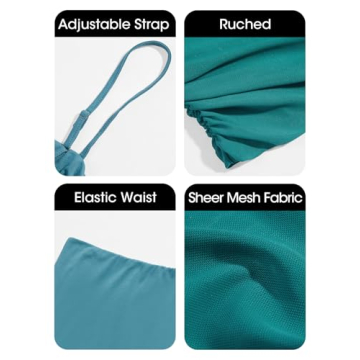 Fisoew Summer Sheer Mesh Ruched Maxi Skirt Dress Set