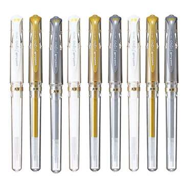 Uni-Ball Signo UM-153 Broad Point Gel Impact Pen, 1.0mm, White/Gold/Silver, 3 pens each/Total 9 pens (Japan Import)
