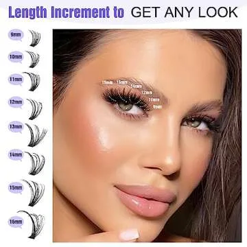 Pawotence Lash Clusters 40D 280pcs Cluster Eyelash Extensions 9-16mm Mix Eyelash Clusters Lash Extension Individual Lashes for Self Application (40D, 0.07D, 9-16mm)