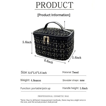 Swyinouni Women's Cosmetic Bag,Check Handbag Cosmetic Bag,Women Girls Essential Travel Bag,Travel Toiletries Organizer,Large Capacity Portable Organizer (White)