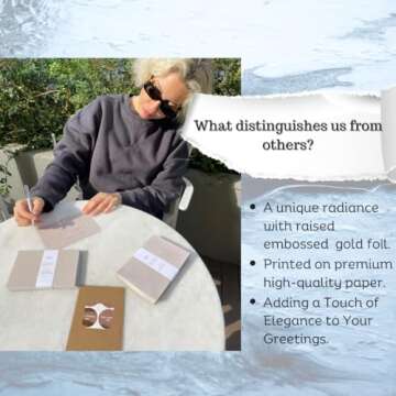 RUN2PRINT (36 Pack) Thank You Cards With Envelopes & Gift of 36 Foiled Stickers - Elegant Emboss Rose Gold Foil Pressed Blank Notes Wedding All Occasion Cards (Beige)