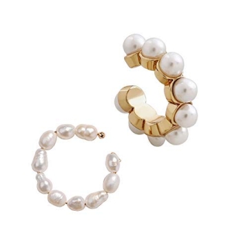 Moepapa Pearl Hoop Ear Cuffs Set Stylish No Piercing