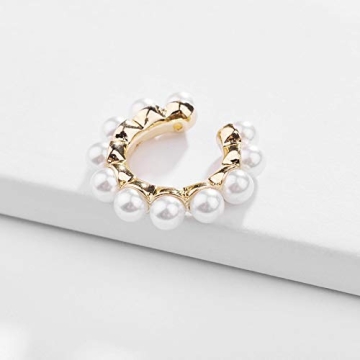 Moepapa Pearl Hoop Ear Cuffs Set Stylish No Piercing