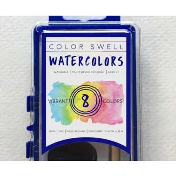 Color Swell Bulk Watercolors Paint Pack with Wood Brushes - 36 Watercolor Sets with 8 Washable Colors Each - Perfect for Kids, Classrooms, Parties, Students, Donations, Party Favors, All Ages