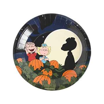 Peanuts Halloween Paper Plates Dinner Size 'Its the Great Pumpkin, Charlie Brown'