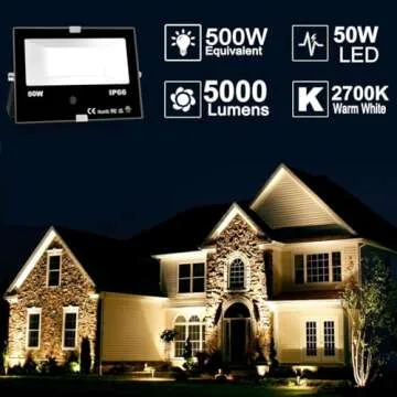 HEKEE LED Flood Light Outdoor, 50W RGB Color Changing 5000 Lumens FloodLight, DIY Strobe Mode, 120 Colors Uplight, Timing, RGBW 2700K Warm White, IP66 Waterproof Spotlight (2 Pack)