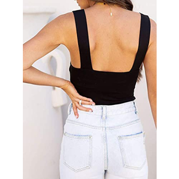 Stylish REORIA Square Neck Bodysuit for Women