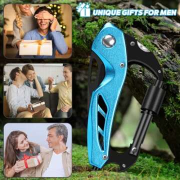 Multitool Carabiner with Pocket Knife, Survival Gear for Camping Hiking，EDC Carabiners Keychain with Folding Knives, Bottle Opener, Window Breaker and Screwdriver, Stocking Stuffers Gifts for Men…